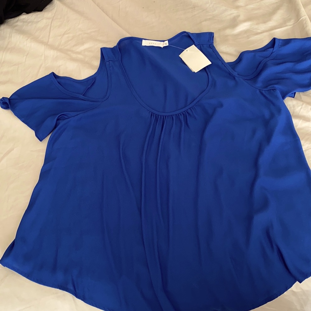 Lush royal blue cold shoulder top